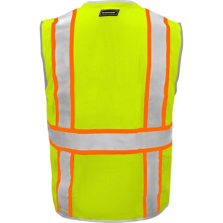 Ironwear Safety Vest Class 2 w/ Zipper, Radio Clips & Badge Holder (Lime/Large) 1241-LZ-RD-CID-LG
